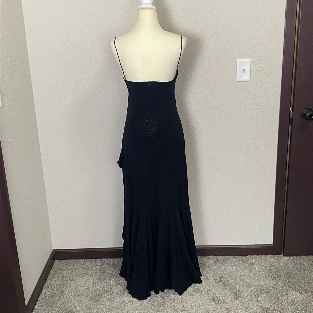 Vintage Y2K City Triangles Black Glitter High Low Asymmetrical Prom Dress Size M - Picture 2 of 12